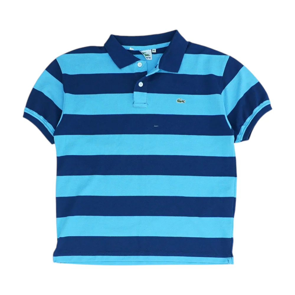 Blue Striped Short Sleeve Polo