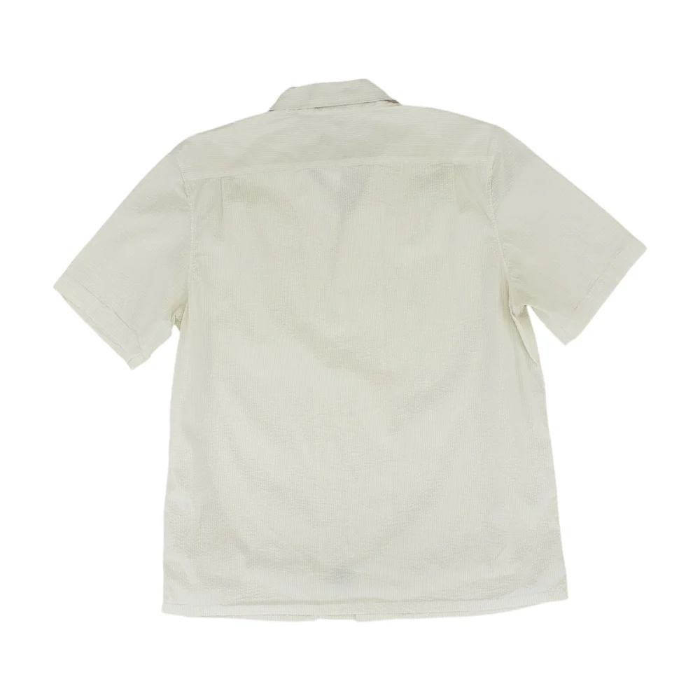 Beige Striped Short Sleeve Button Down - Image 2