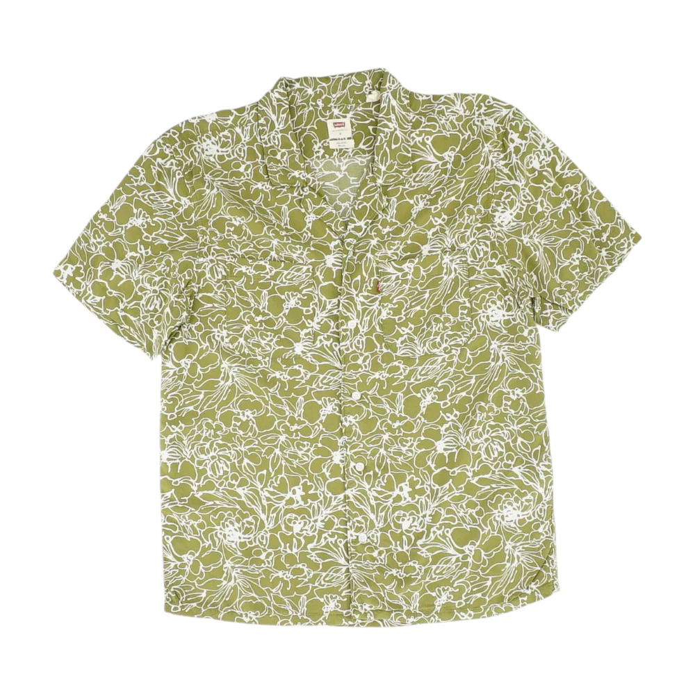 Green Floral Short Sleeve Button Down