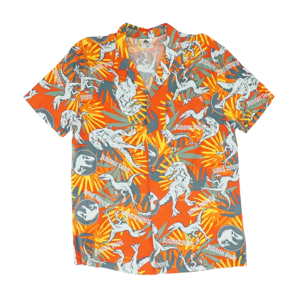Red Graphic Short Sleeve Button Down