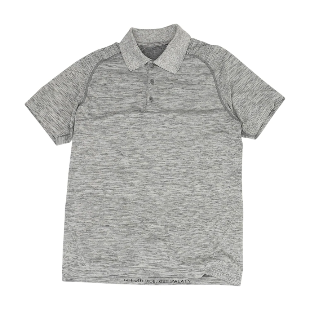 Gray Solid Short Sleeve Polo