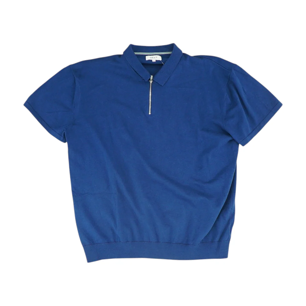 Blue Solid Short Sleeve Polo