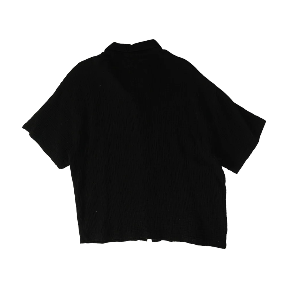 Black Solid Short Sleeve Button Down - Image 2