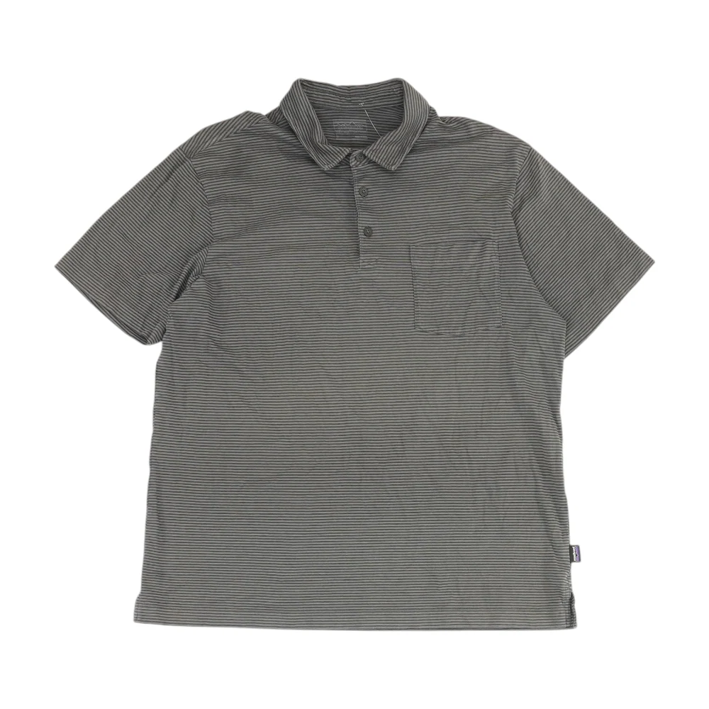 Gray Striped Short Sleeve Polo