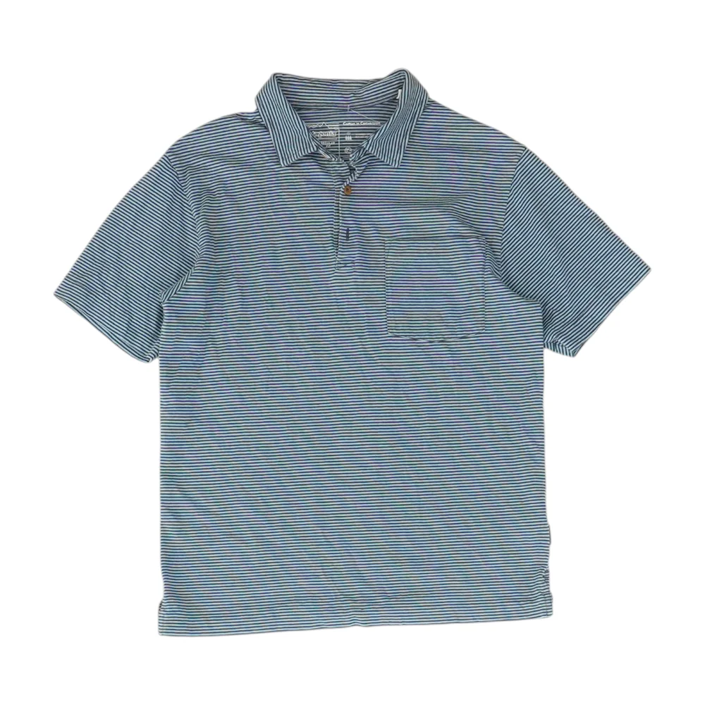 Navy Striped Short Sleeve Polo