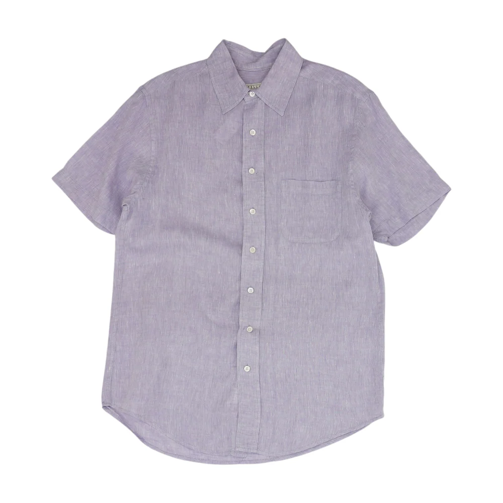 Lavender Solid Short Sleeve Button Down