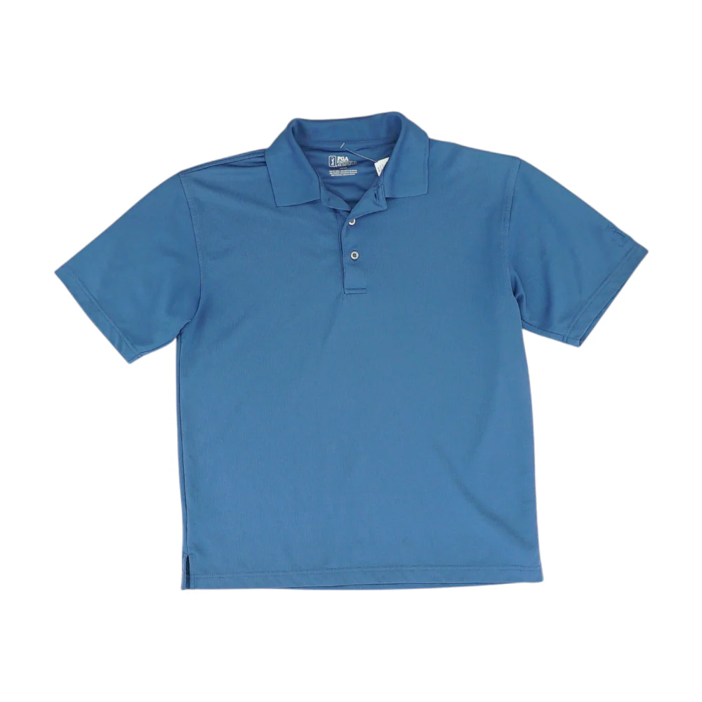 Blue Solid Short Sleeve Polo