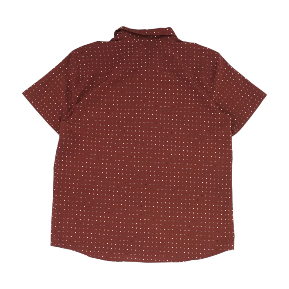 Maroon Print Short Sleeve Button Down - Image 2