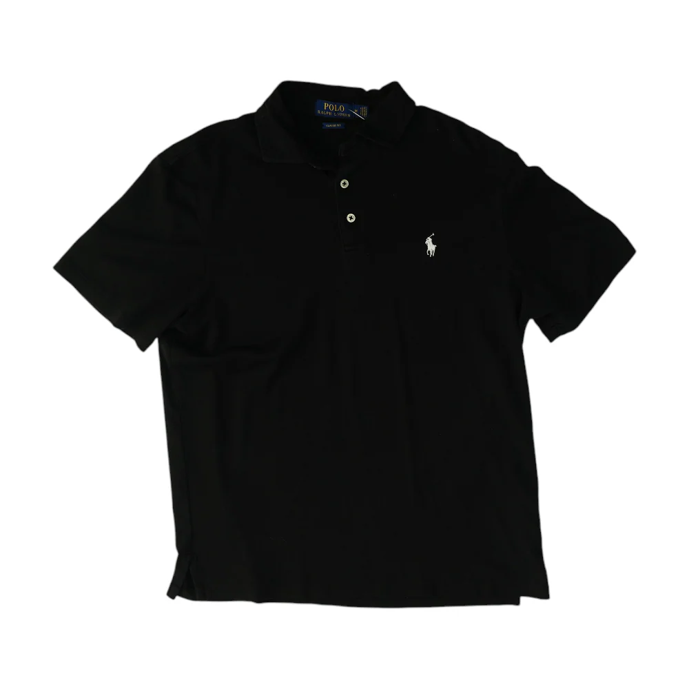 Black Solid Short Sleeve Polo