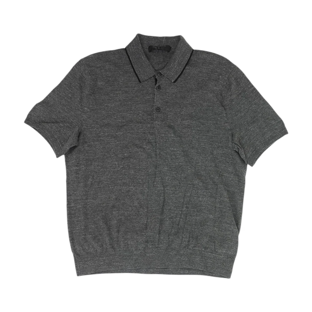 Gray Solid Short Sleeve Polo