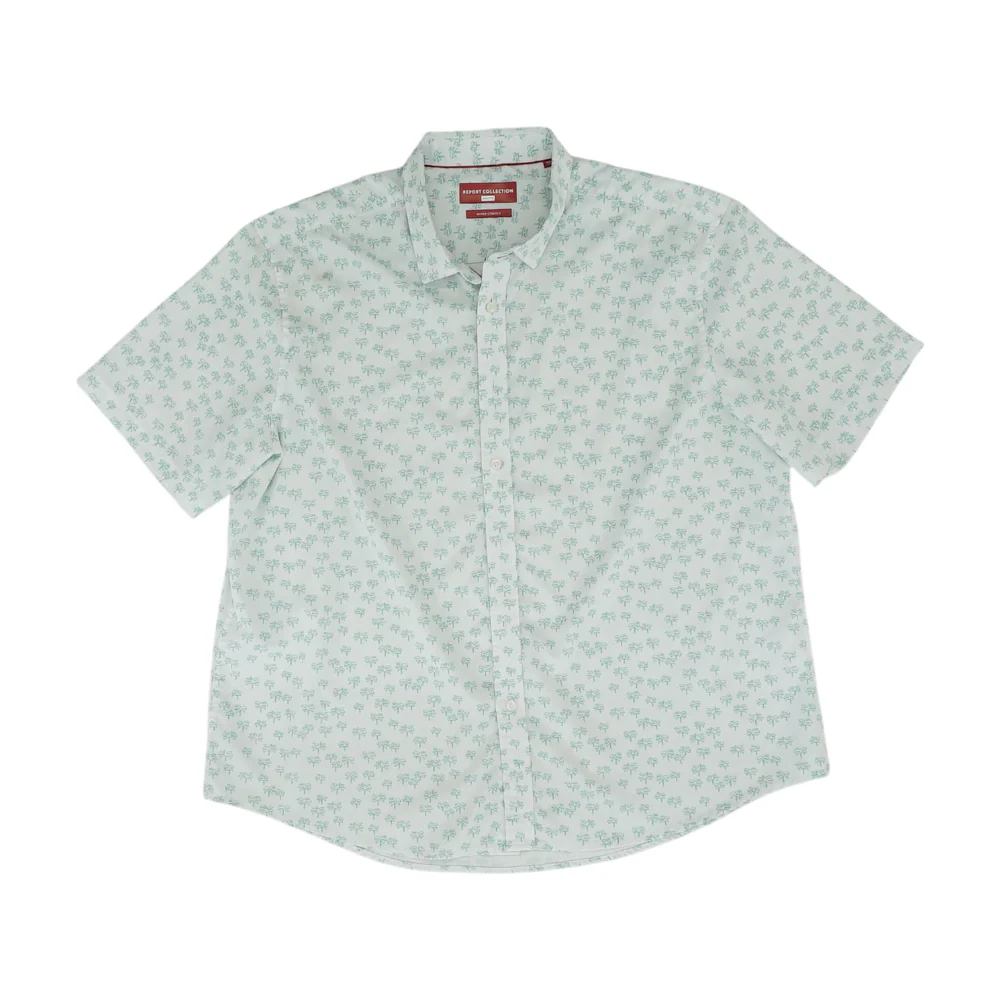 White Tropical Short Sleeve Button Down
