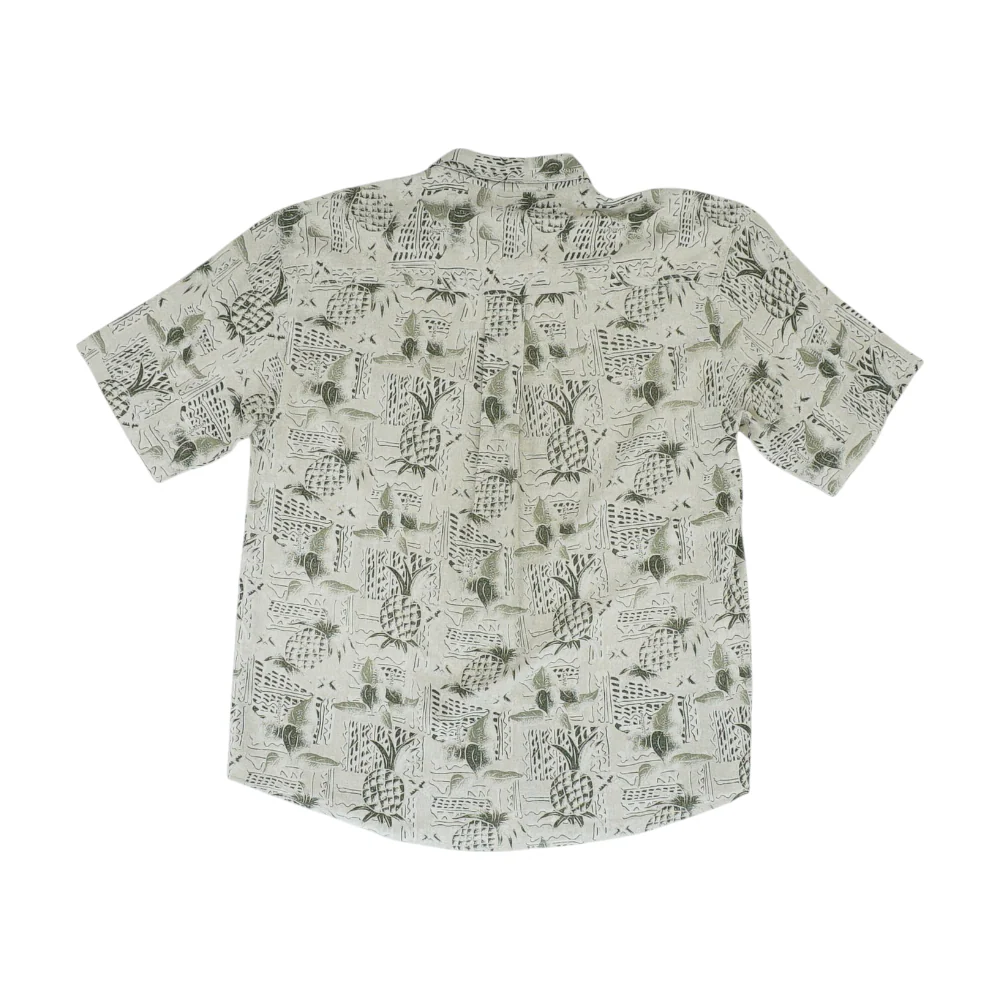 Vintage Beige Graphic Short Sleeve Button Down - Image 2