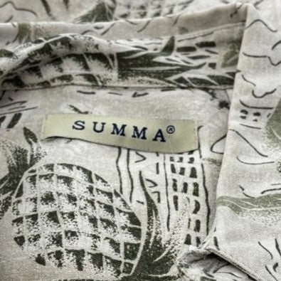 Vintage Beige Graphic Short Sleeve Button Down - Image 3