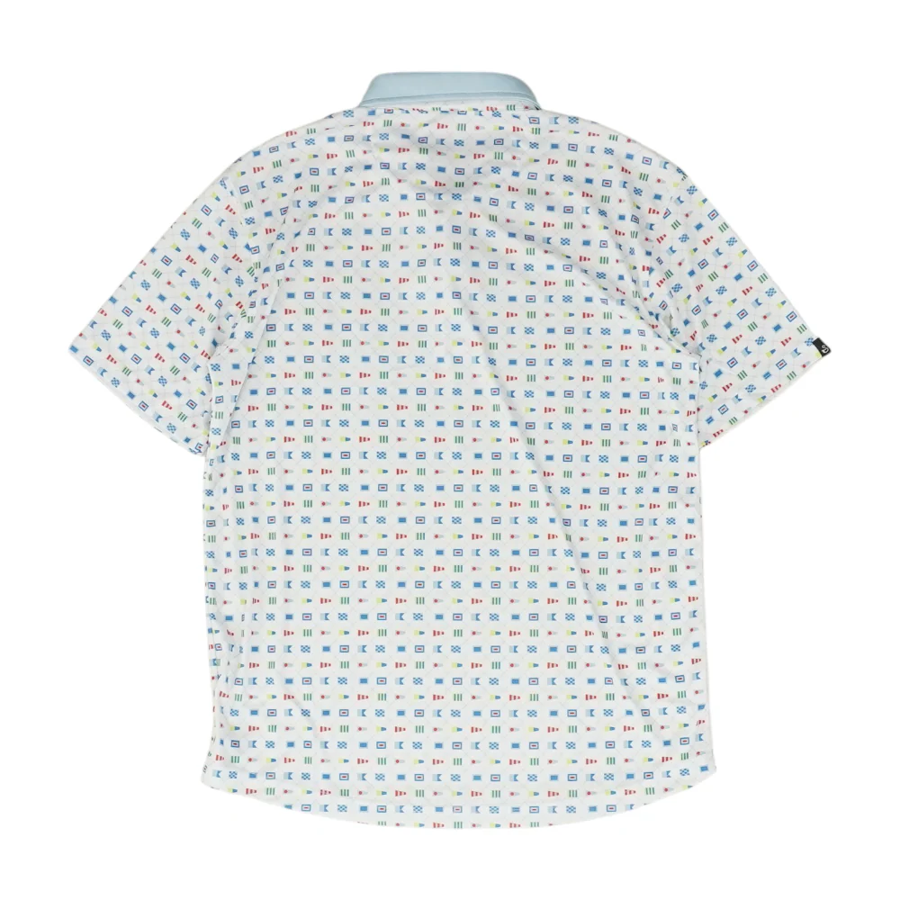 White Print Short Sleeve Polo - Image 2