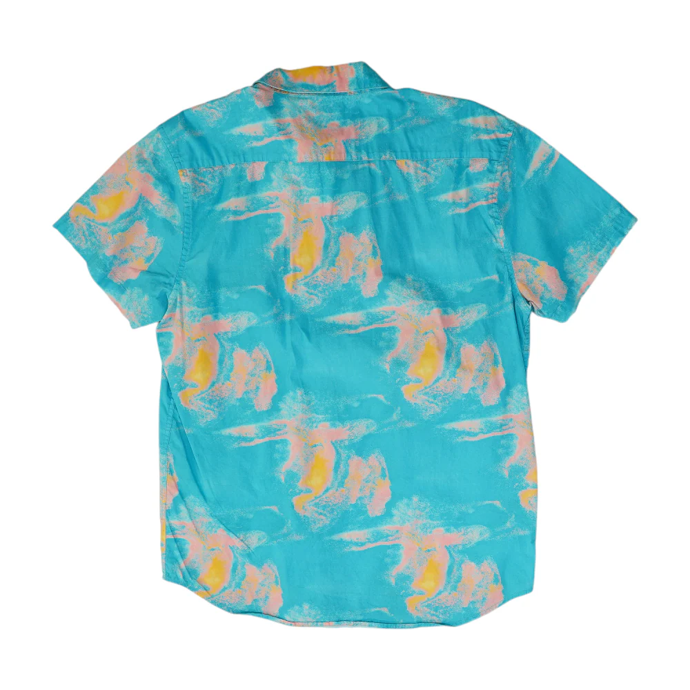 Blue Abstract Short Sleeve Button Down - Image 2