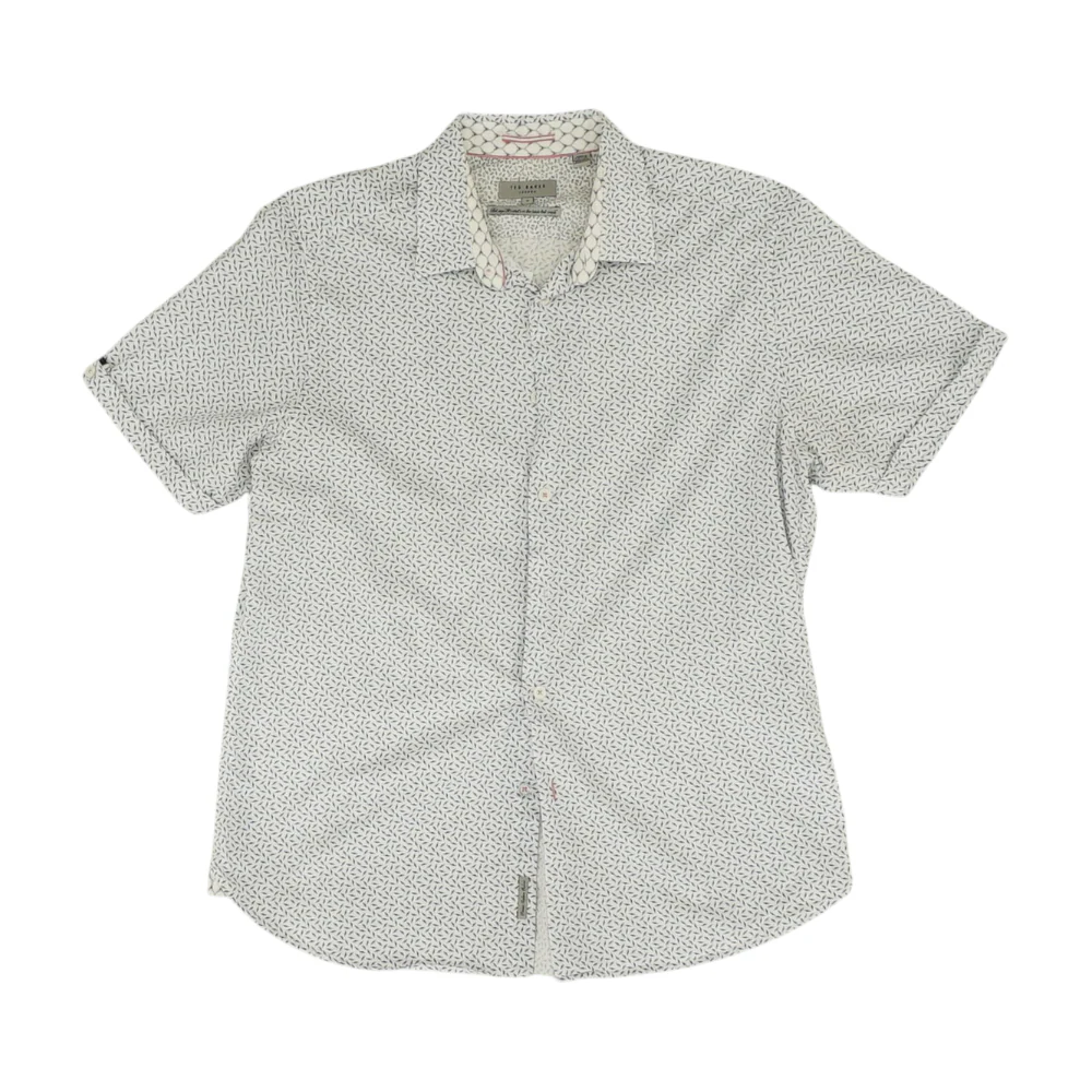 White Print Short Sleeve Button Down