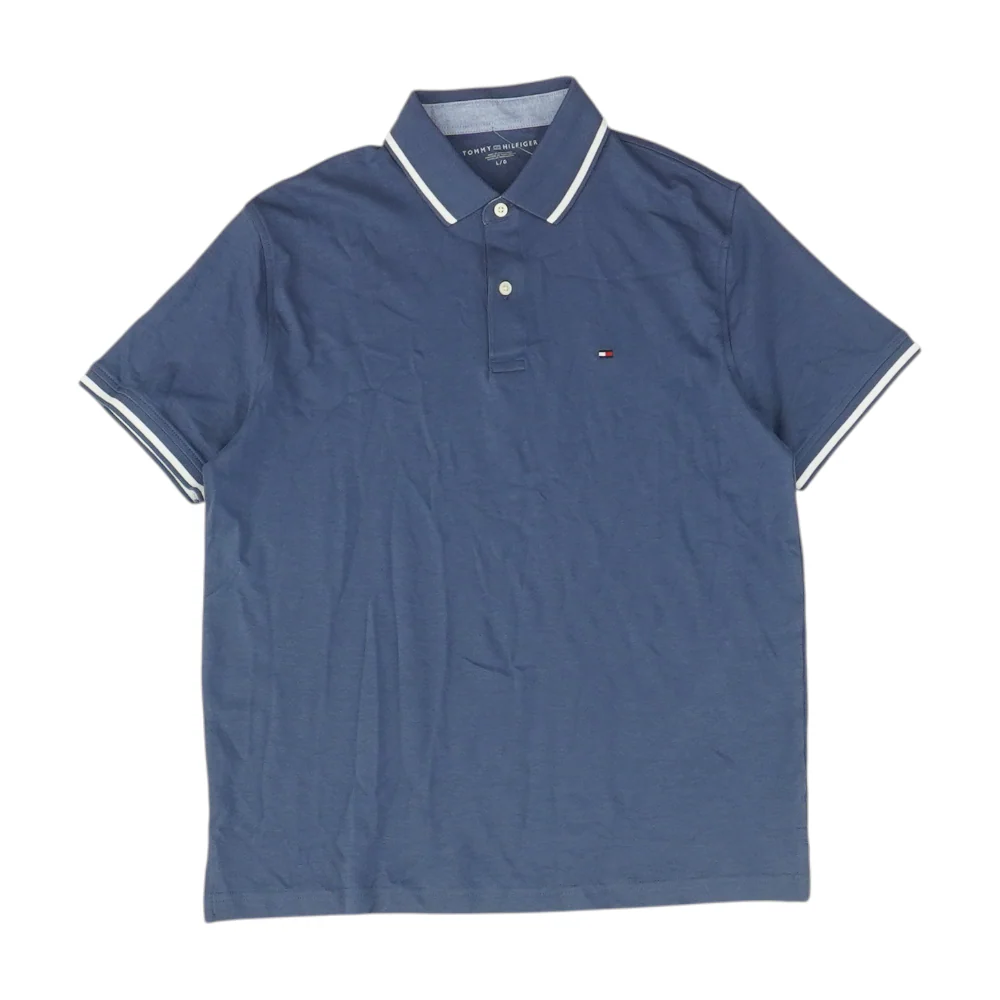 Blue Solid Short Sleeve Polo