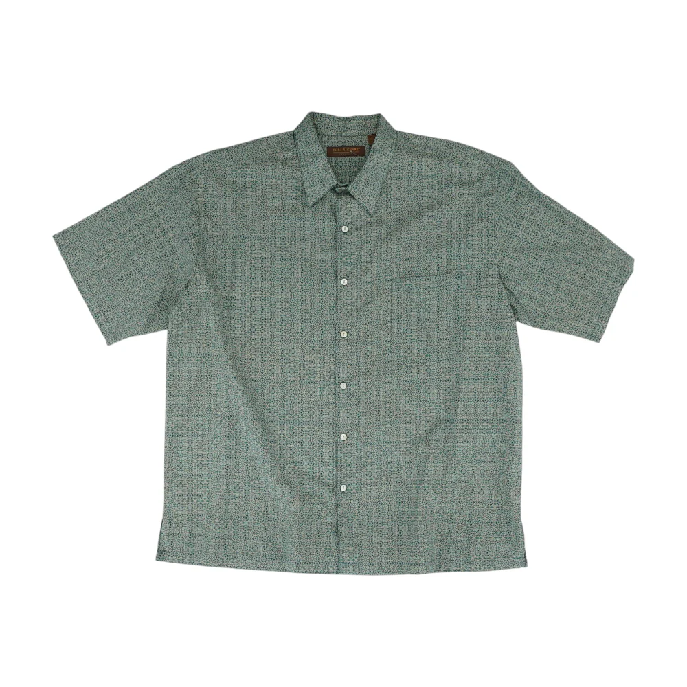 Teal Print Short Sleeve Button Down