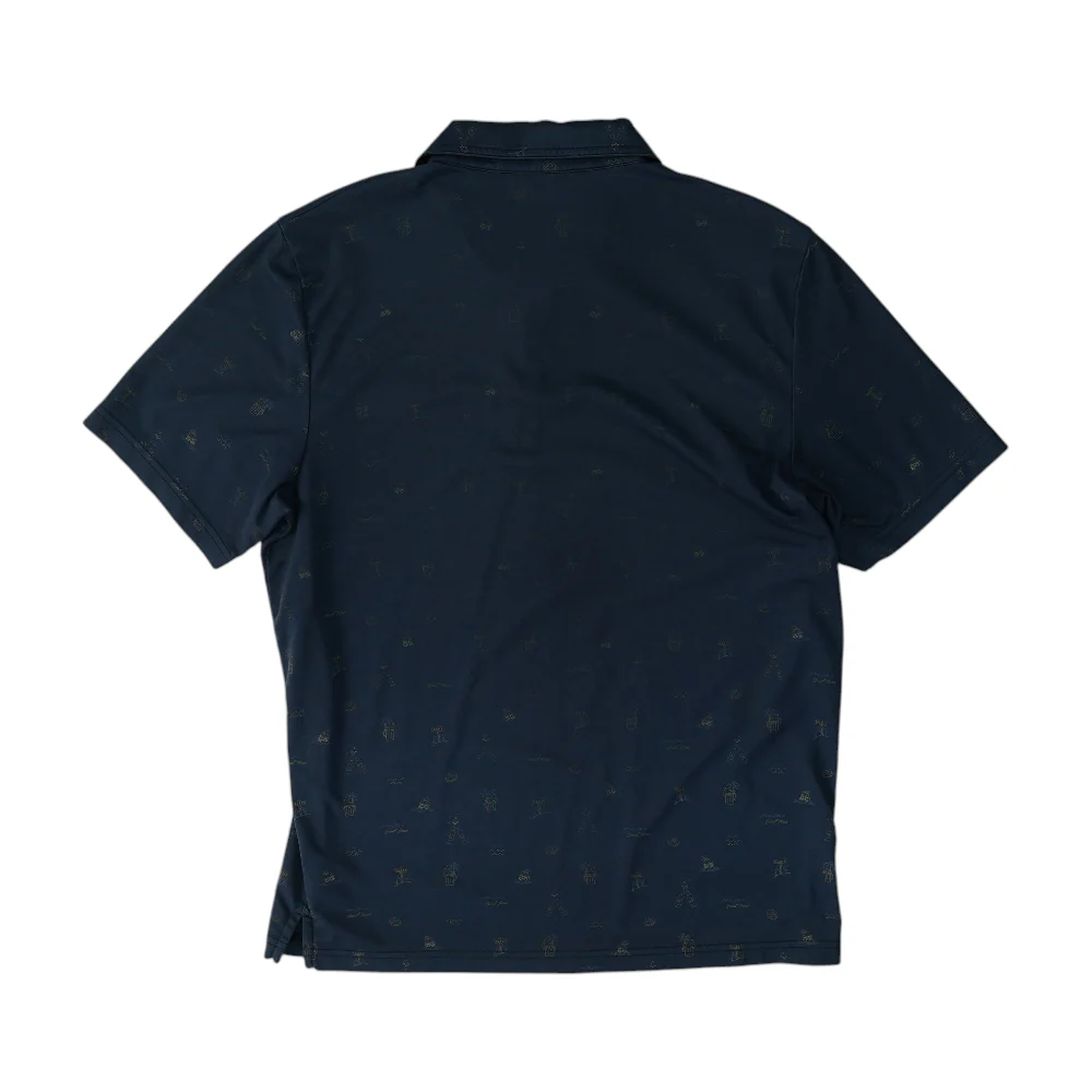Navy Print Short Sleeve Polo - Image 2
