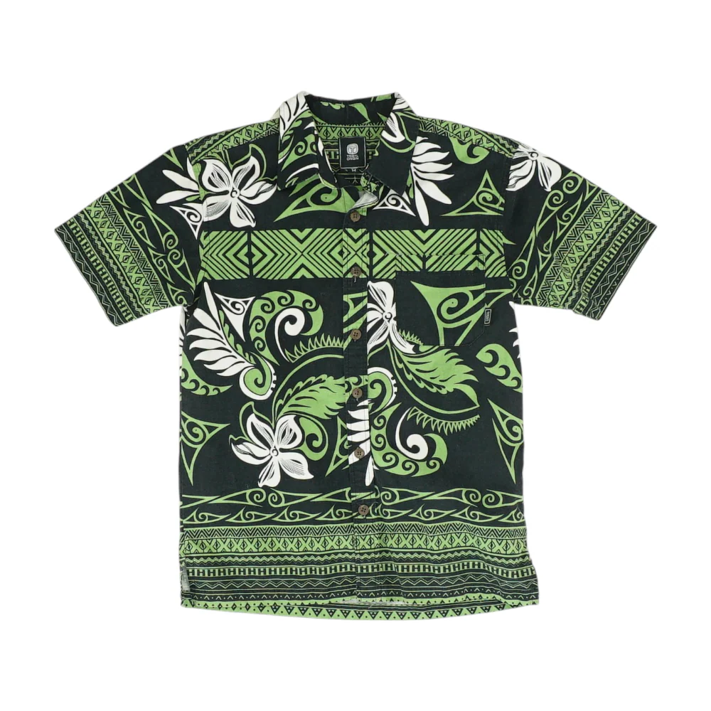 Black Abstract Short Sleeve Button Down