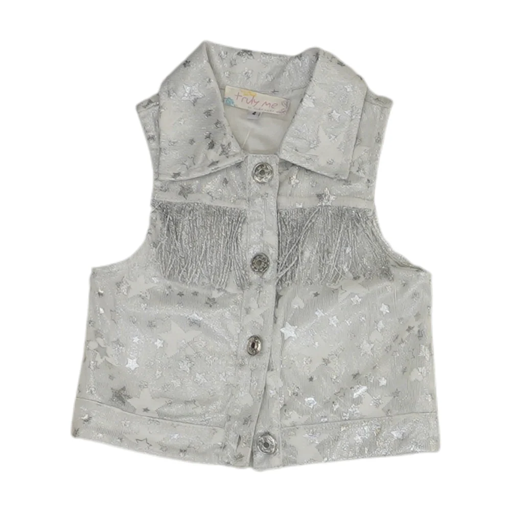 Silver Print Short Sleeve Button Down