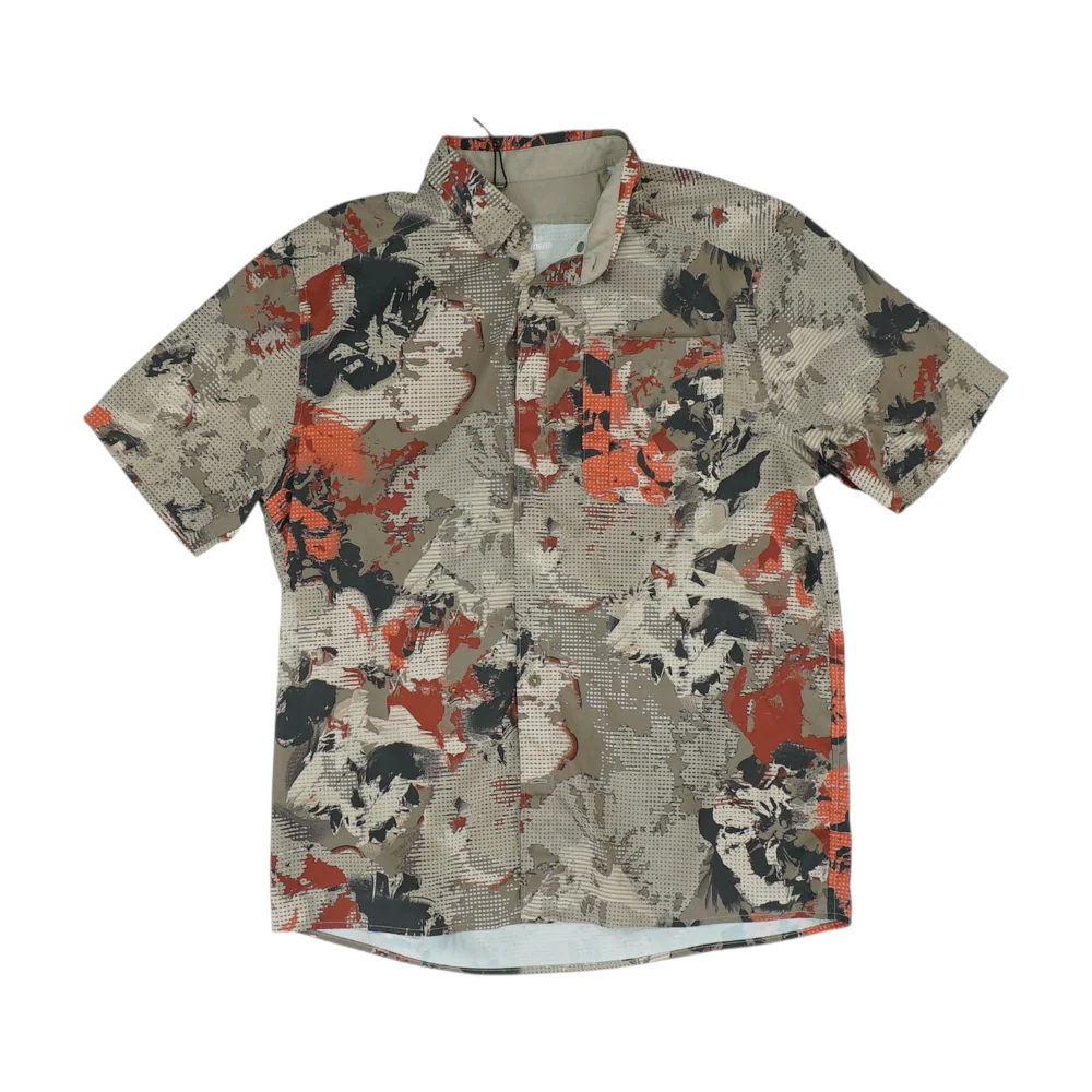Brown Graphic Short Sleeve Button Down