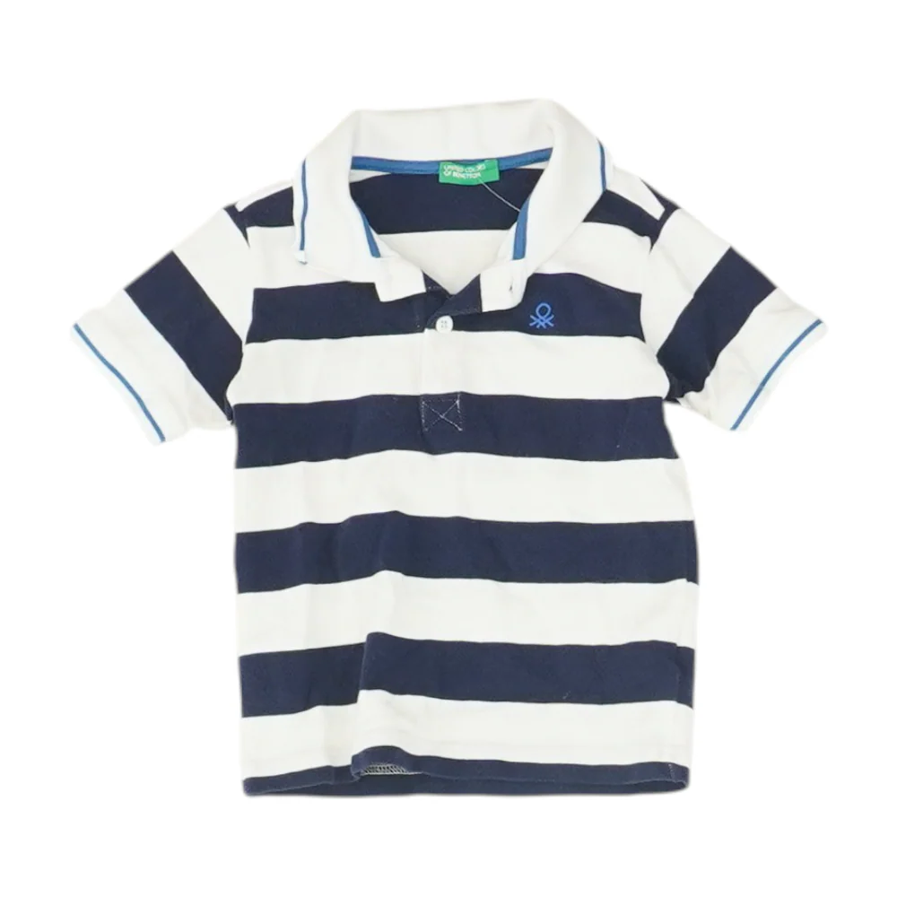 White Striped Short Sleeve Polo