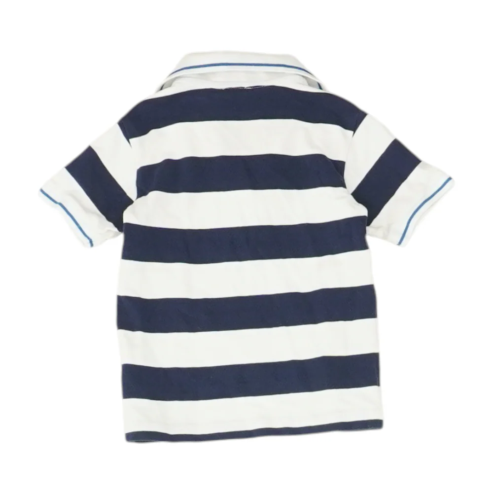White Striped Short Sleeve Polo - Image 2