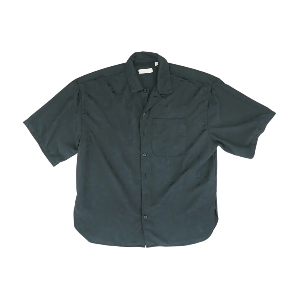 Black Print Short Sleeve Button Down
