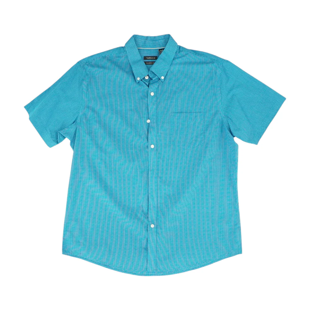 Blue Check Short Sleeve Button Down