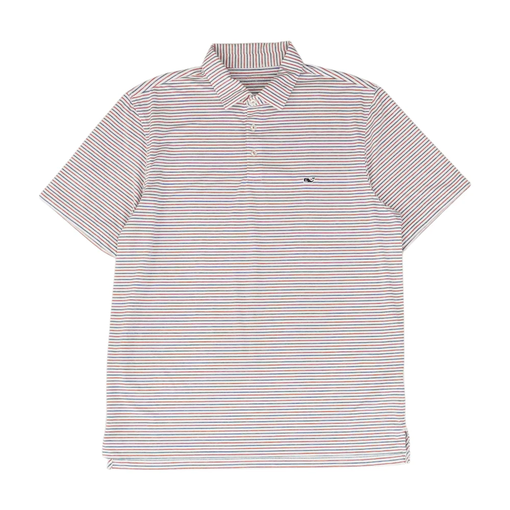 White Striped Short Sleeve Polo