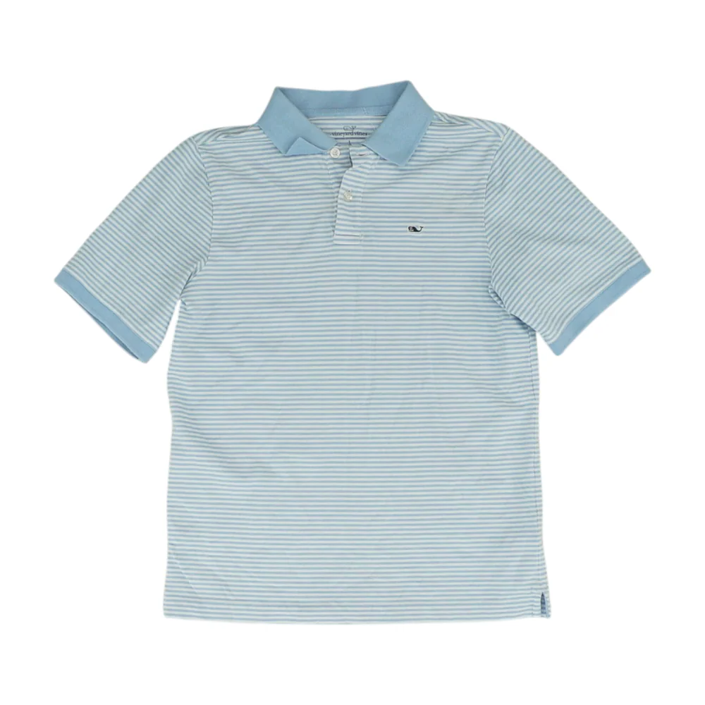 Blue Striped Short Sleeve Polo