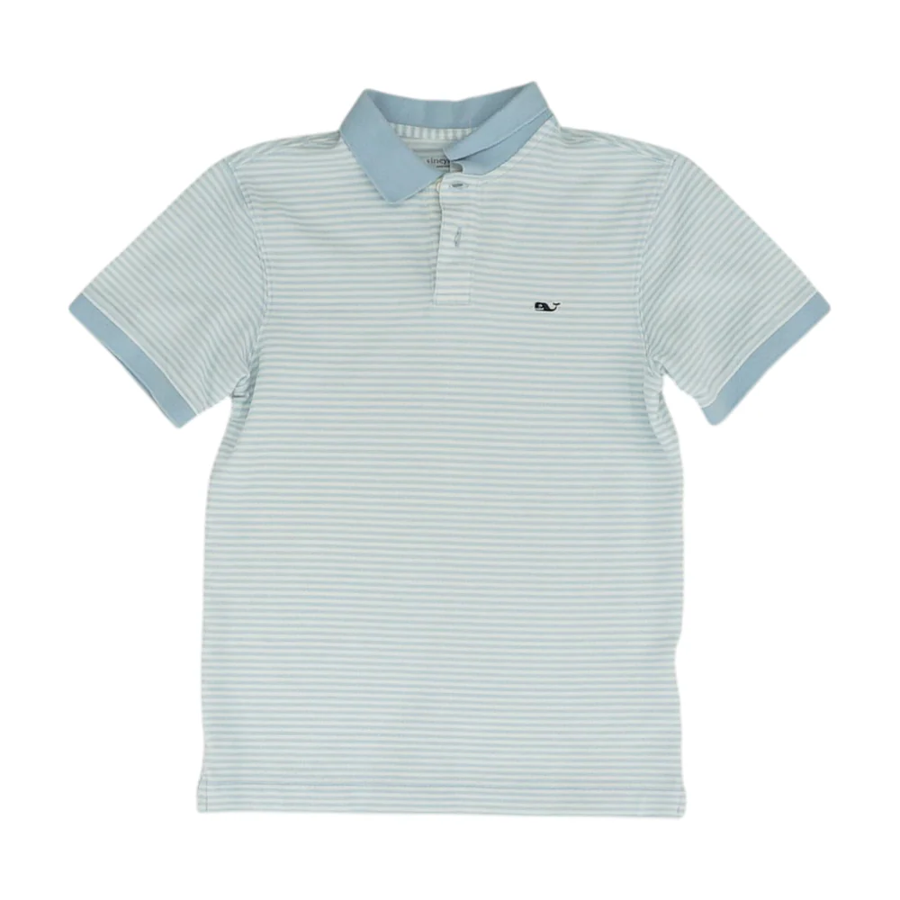Blue Striped Short Sleeve Polo