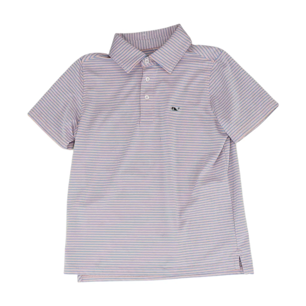 Pink Striped Short Sleeve Polo