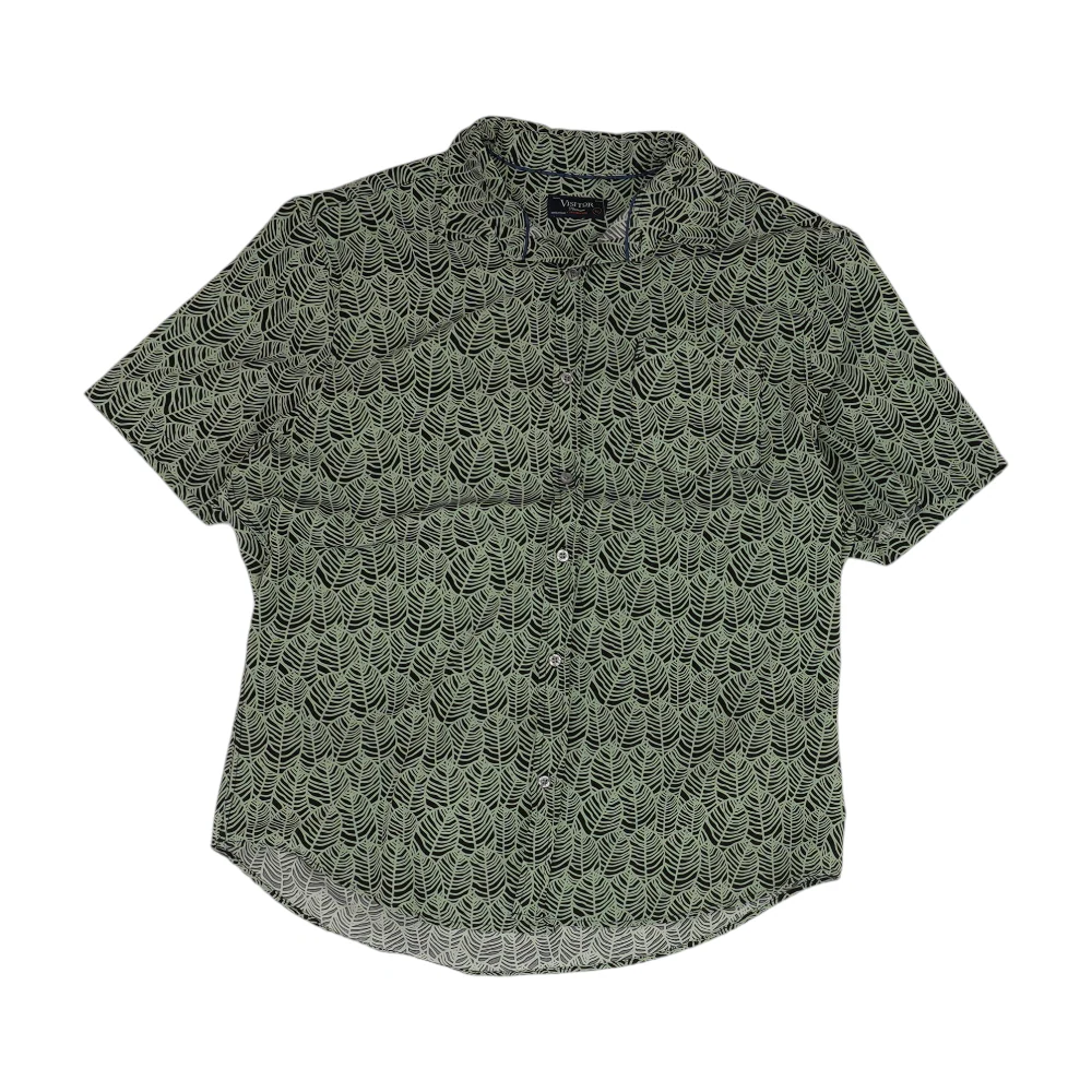 Green Print Short Sleeve Button Down