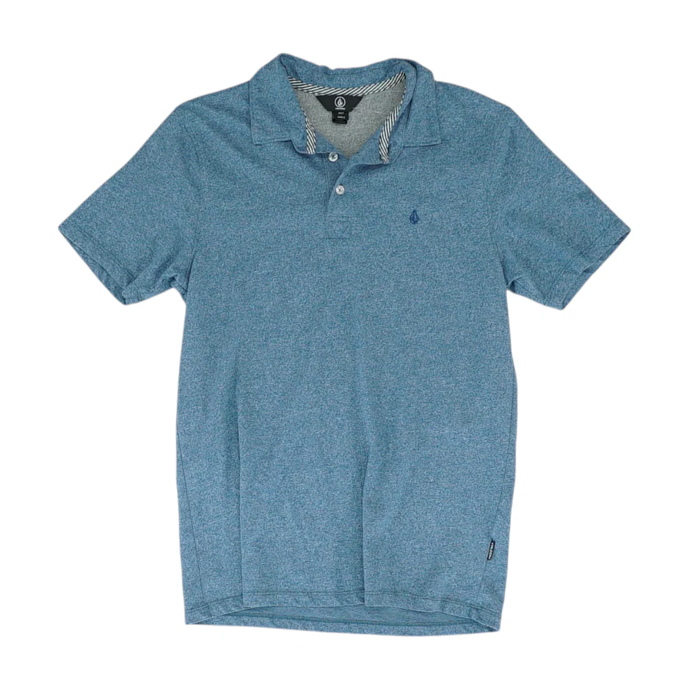 Blue Solid Short Sleeve Polo
