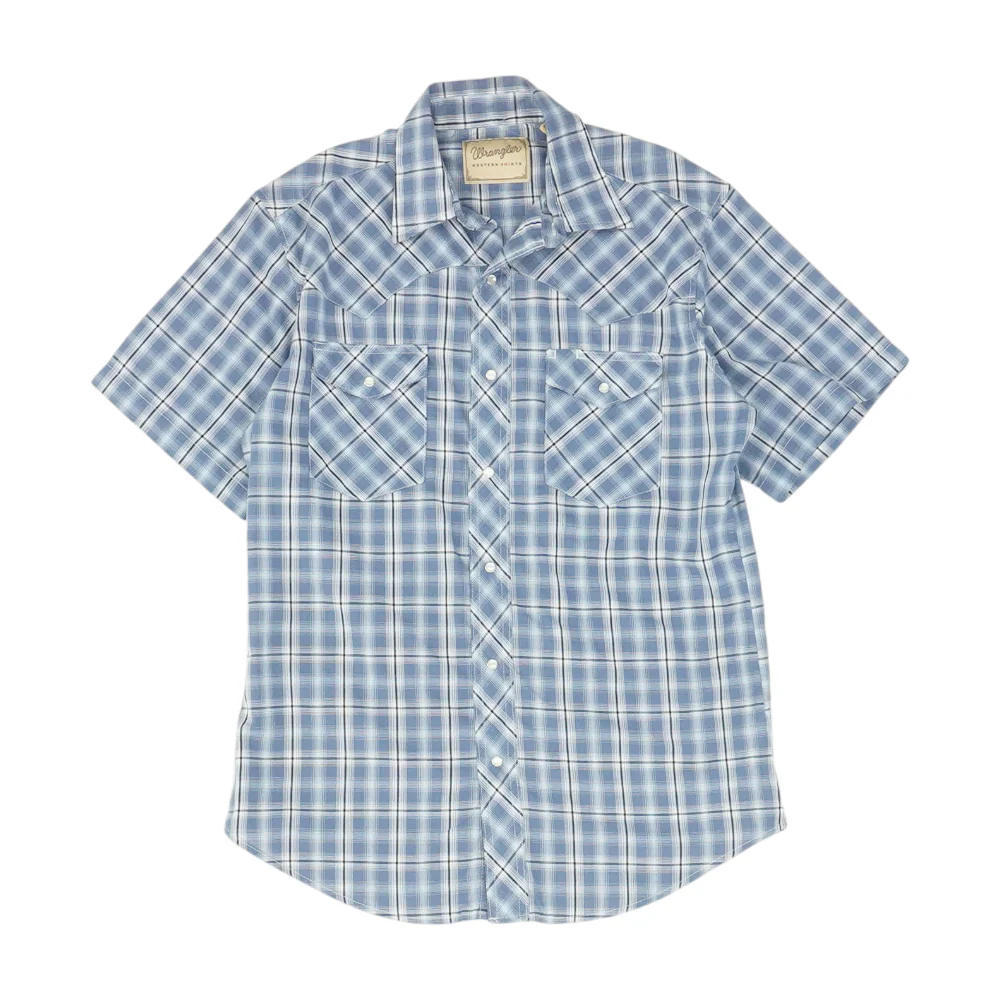 Blue Plaid Short Sleeve Button Down