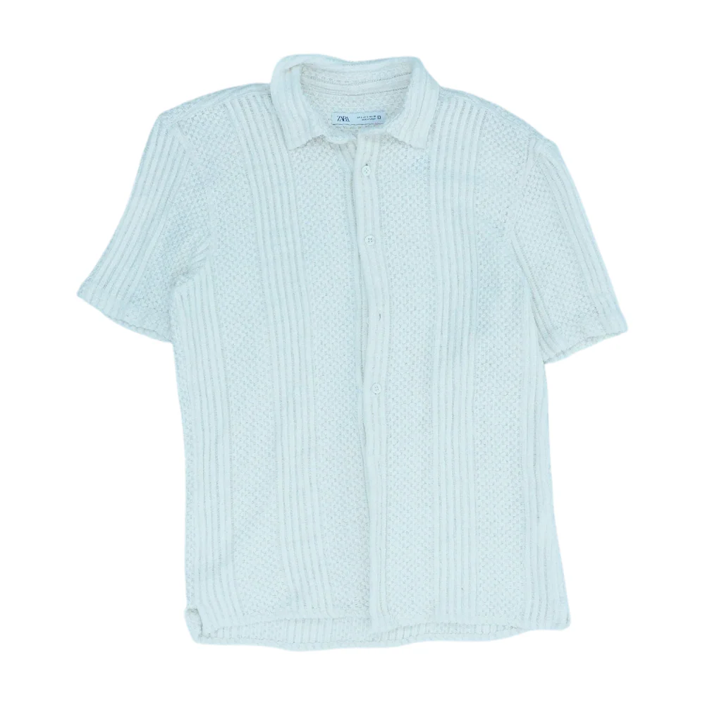 Ivory Solid Short Sleeve Button Down