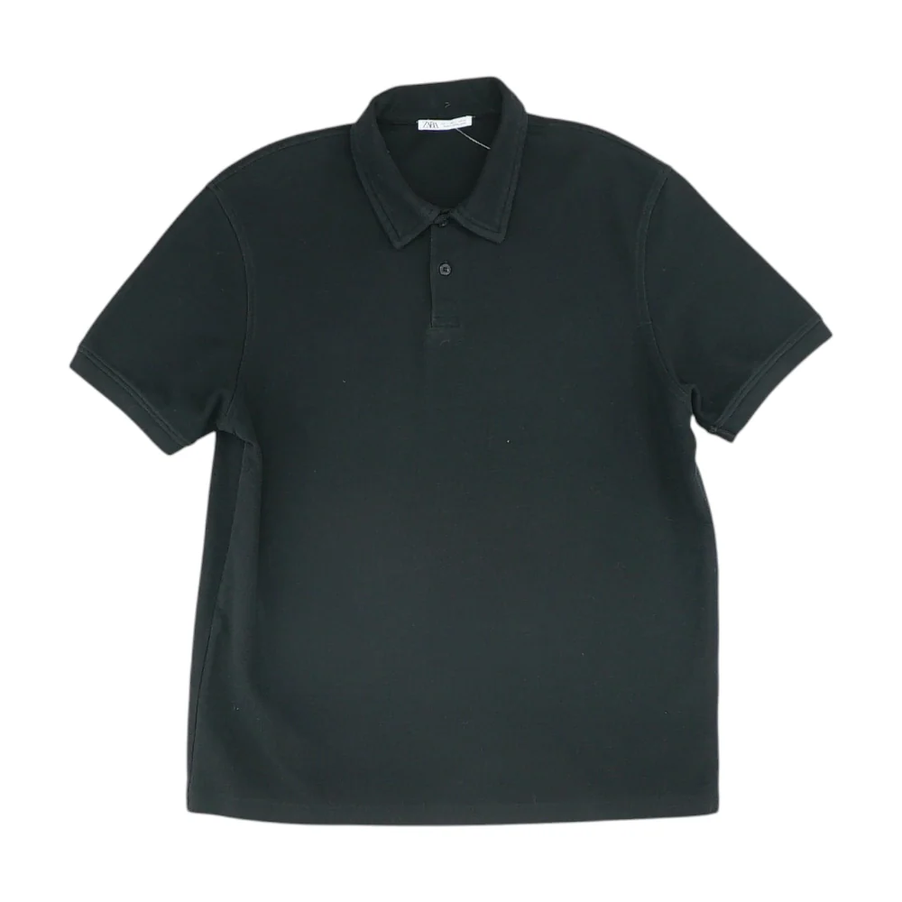 Black Solid Short Sleeve Polo