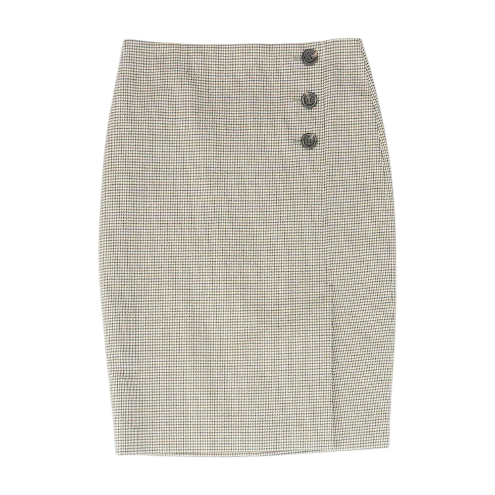 Beige Houndstooth Mini Skirt