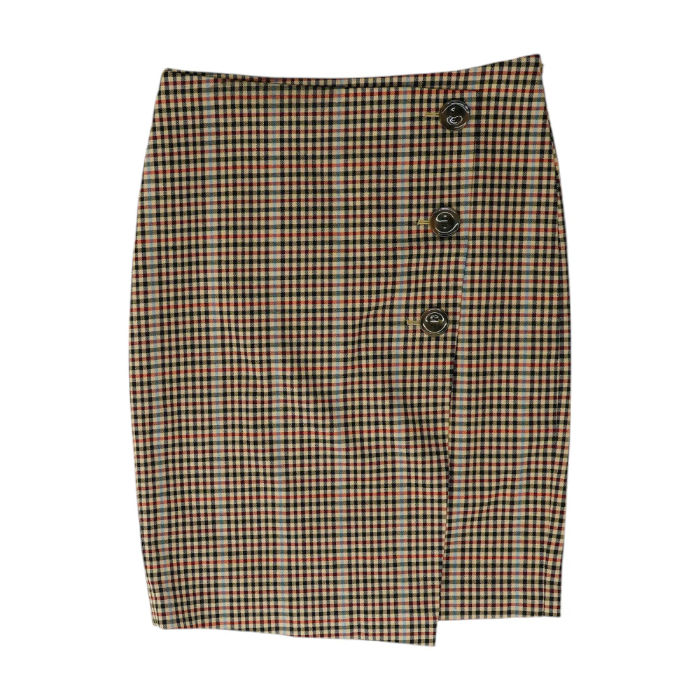 Khaki Petite Check Mini Skirt