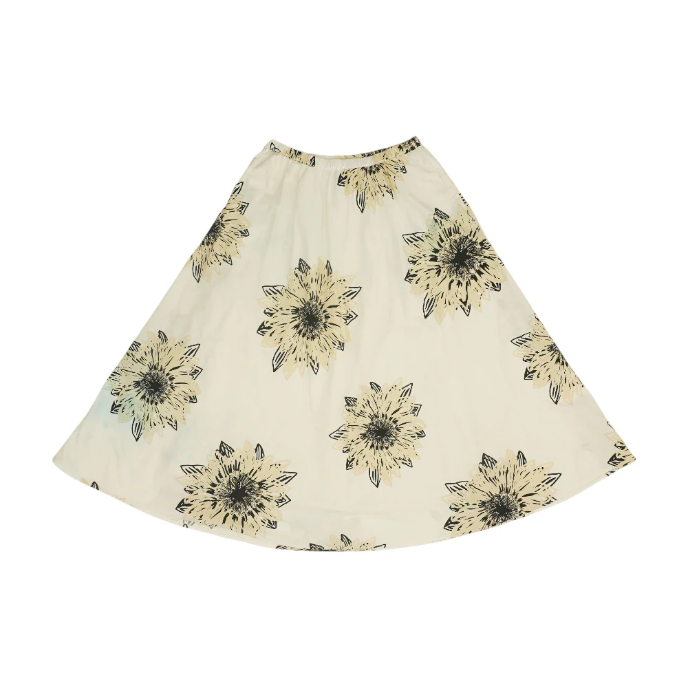 White Floral Midi Skirt