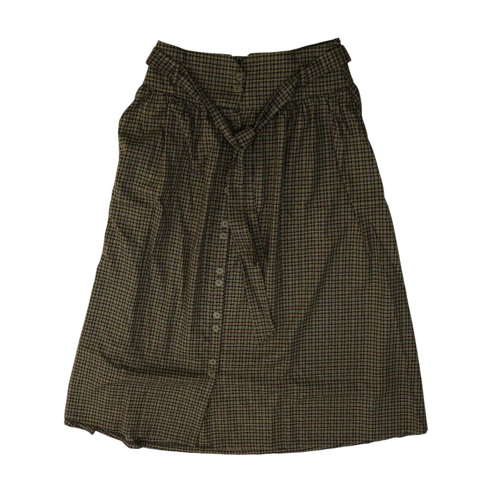 Brown Check Midi Skirt