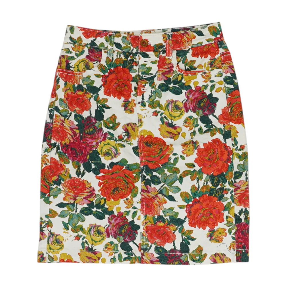 White Floral Mini Skirt