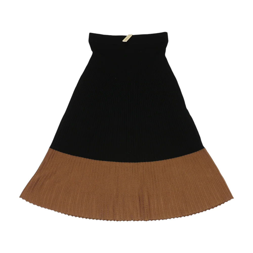 Black Color Block Midi Skirt
