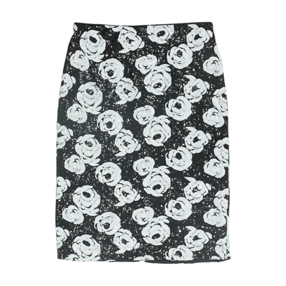 Black Print Midi Skirt