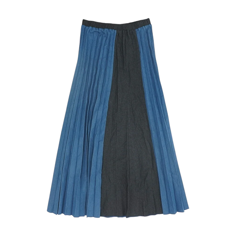 Blue Color Block Maxi Skirt
