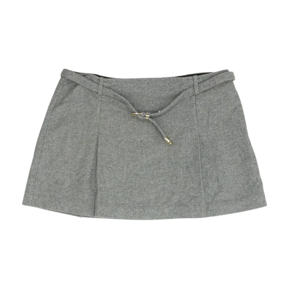 Gray Herringbone Mini Skirt