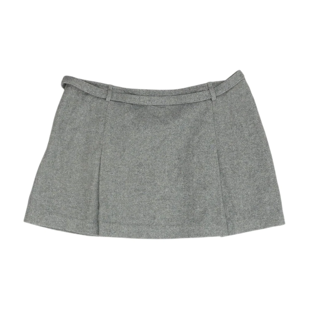 Gray Herringbone Mini Skirt - Image 2