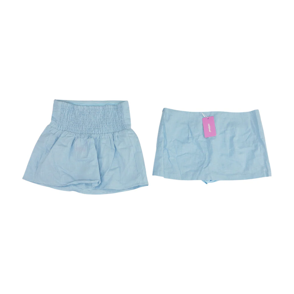 Blue Solid Skirt Set - Image 2